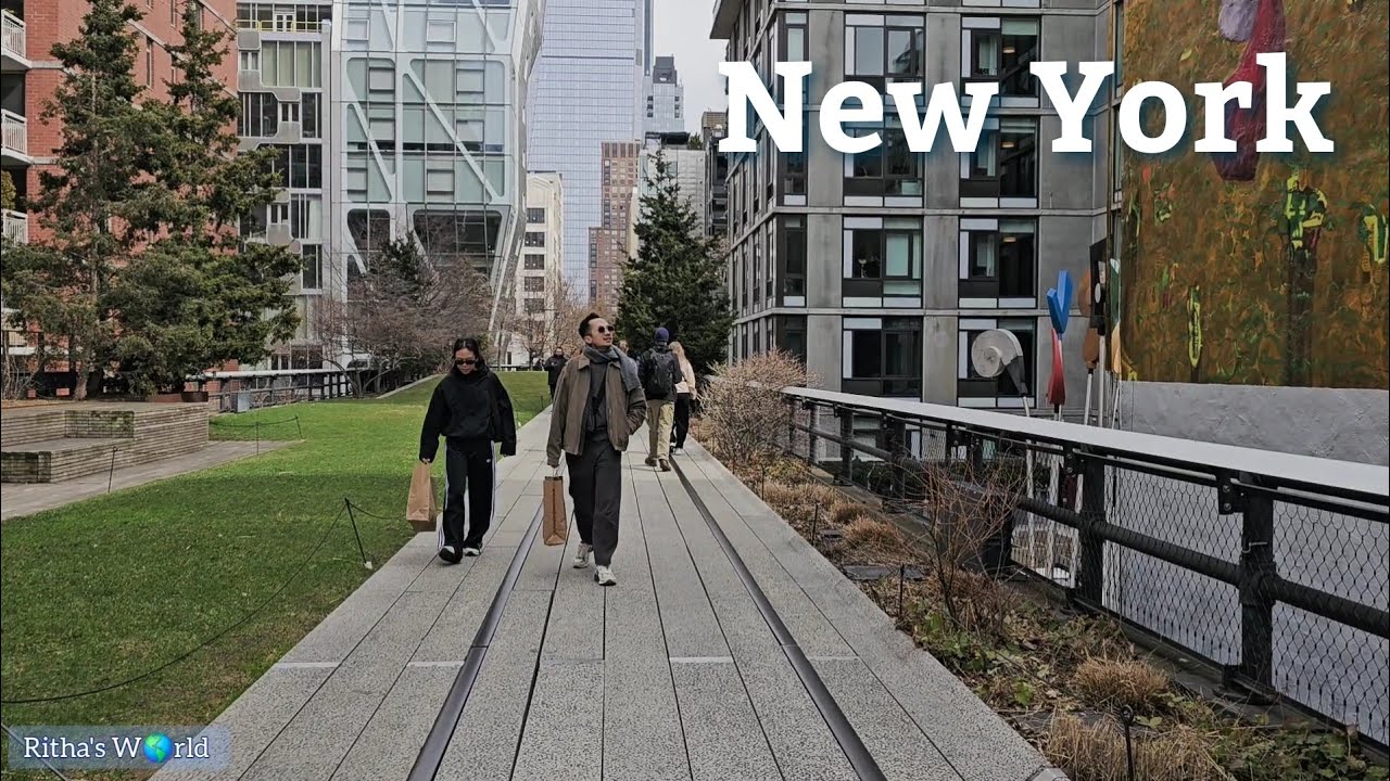 🇺🇸 Una Caminata tranquila por la Antigua vía del Ferrocarril (THE HIGH LINE)  en Manhattan - NYC
