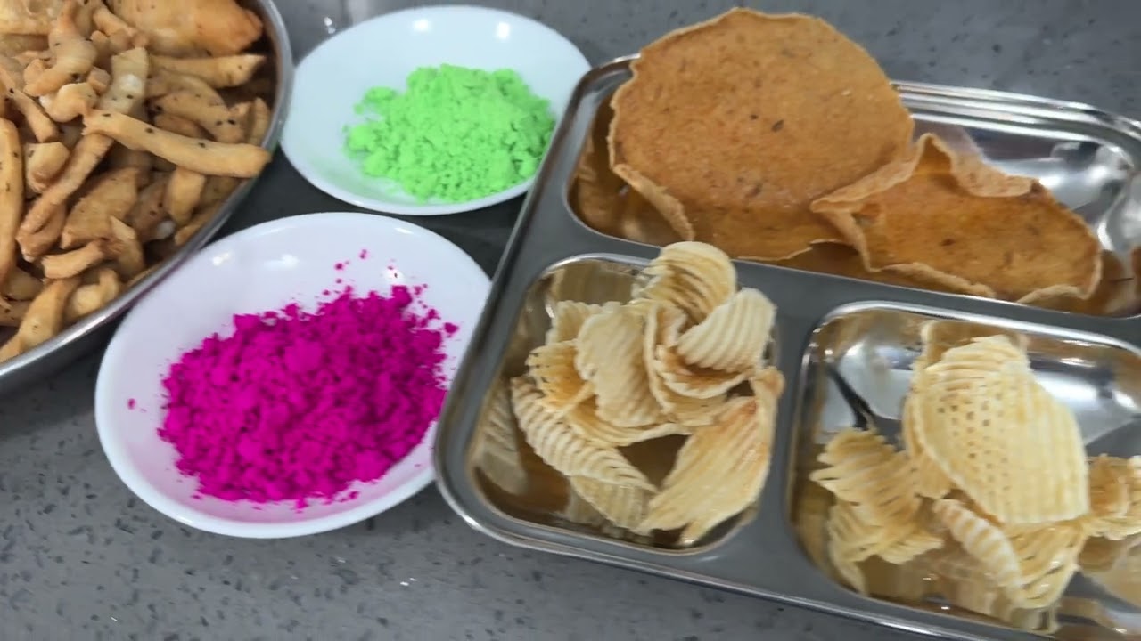 Happy Holi# tried gujiya # namkeen# colurs#