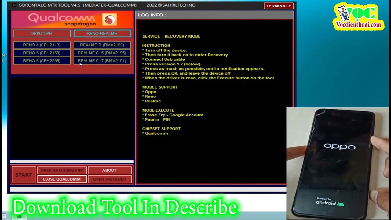 Download Gorontalo MTK Tool V4.5 Added Qualcomm New OPPO  Realme  Reno Models