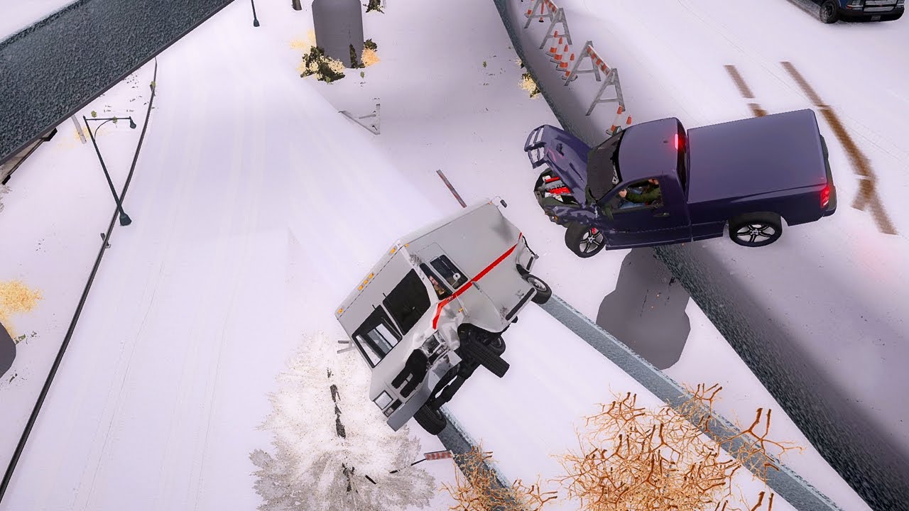 GTA 4 WINTER CRASH TEST OF REAL CARS 115