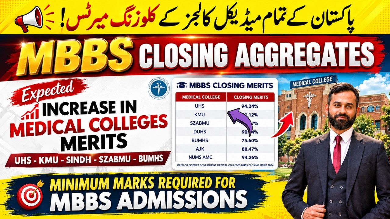 Increase in MBBS Closing Merits of Medical Colleges 2026 | Marks Required in MDCAT for Admissions