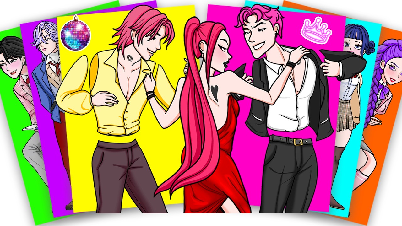 HUNTRIX MIRA and SAJA BOYS IN THE CLUB - KPOP DEMON HUNTERS | Sticker Book DIY