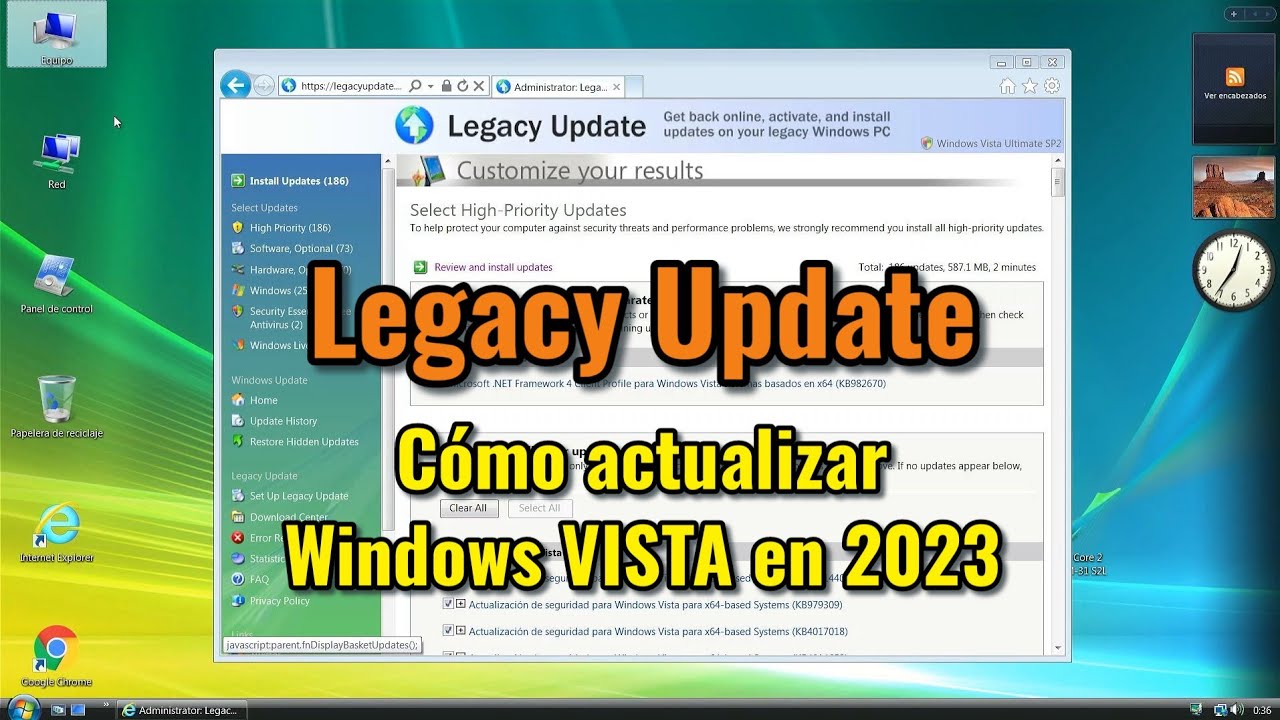 Legacy Update: actualizar Windows Vista en 2023. Problemas al aplicar este método y cómo resolverlo.