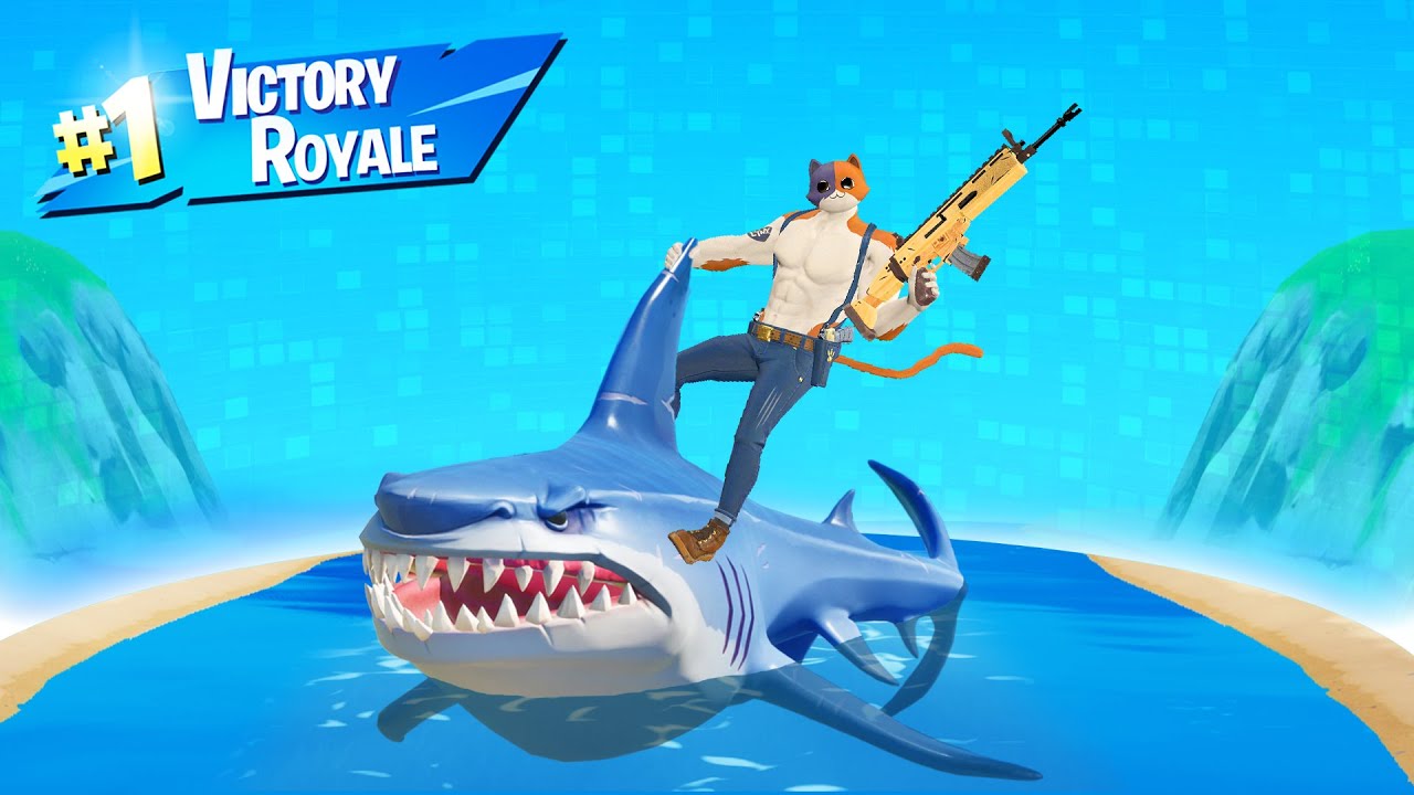 VICTORY ROYALE While ONLY RIDING A SHARK! (Fortnite Season 3)