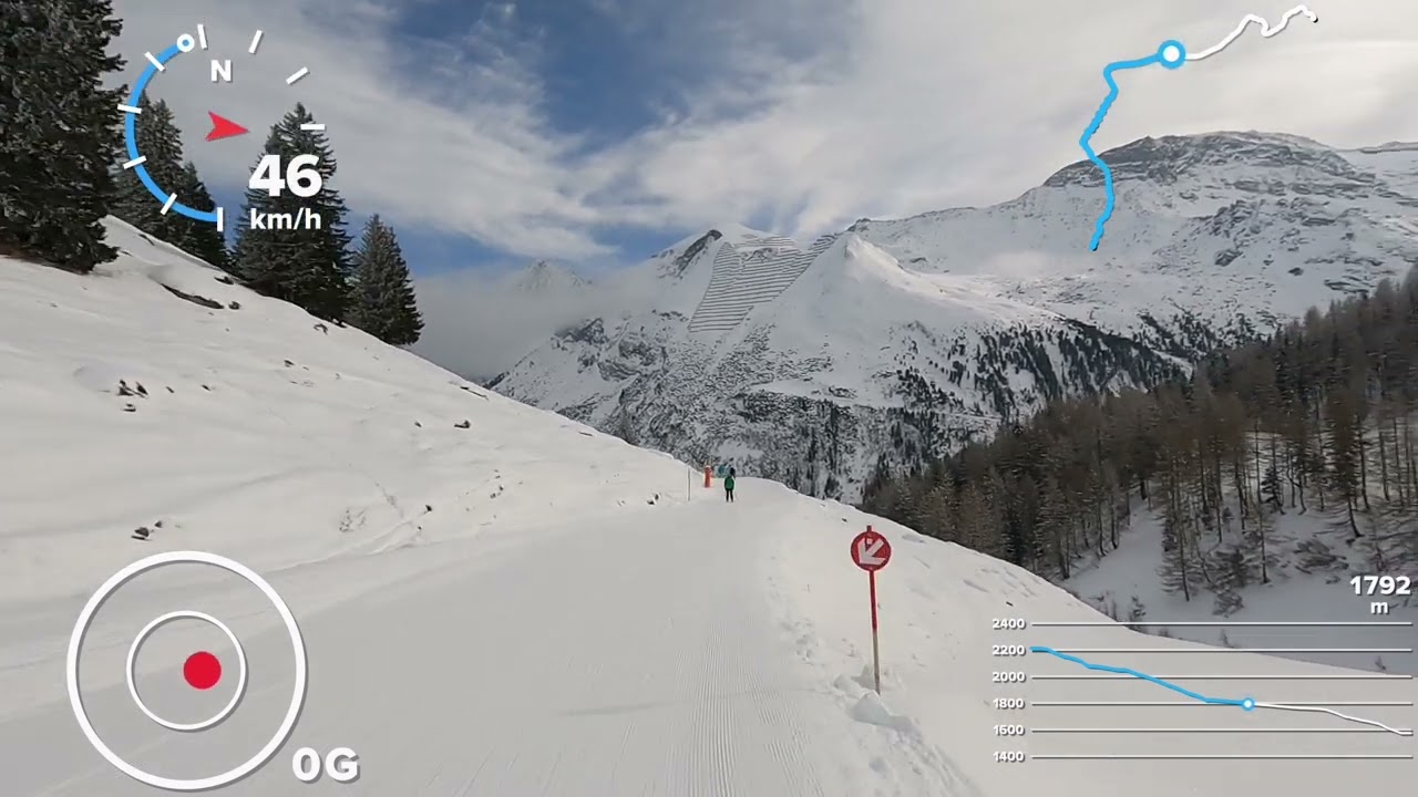 Hintertux, Zillertal, Austria, red ski run 1, awsome ski piste to the lower lift