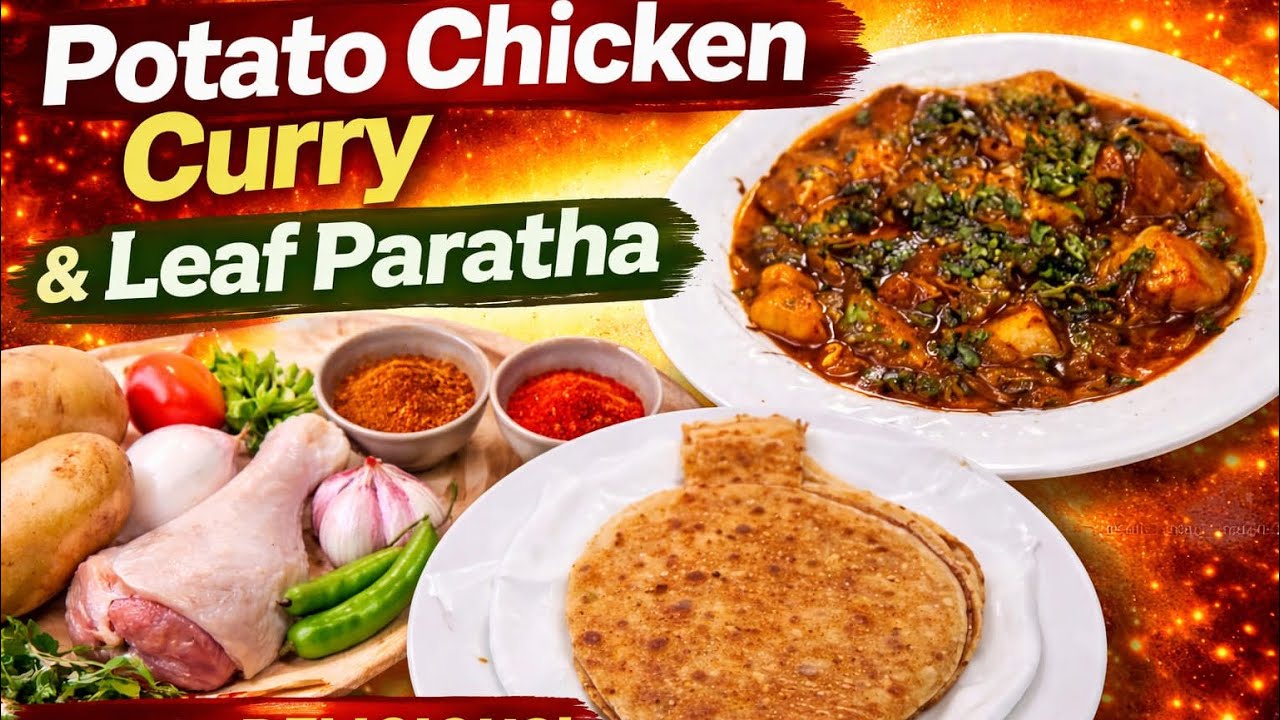 Potato chicken curry with leaf paratha❤️ recipe #potatochickencurry #leafparatha #gulshanrecipevlogs