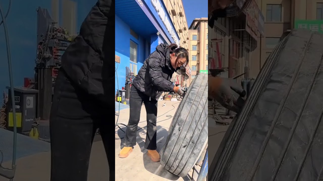 Ремонт проколотых шин грузовика!