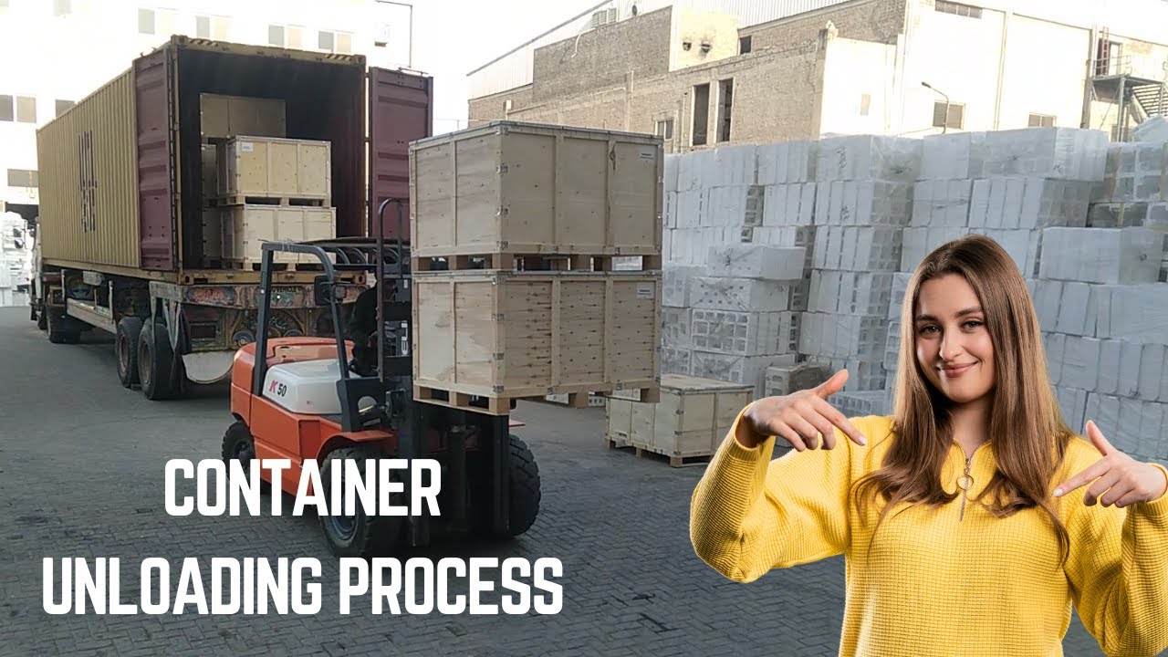 Container Unloading Process | Boxes Unloaded With Forklift