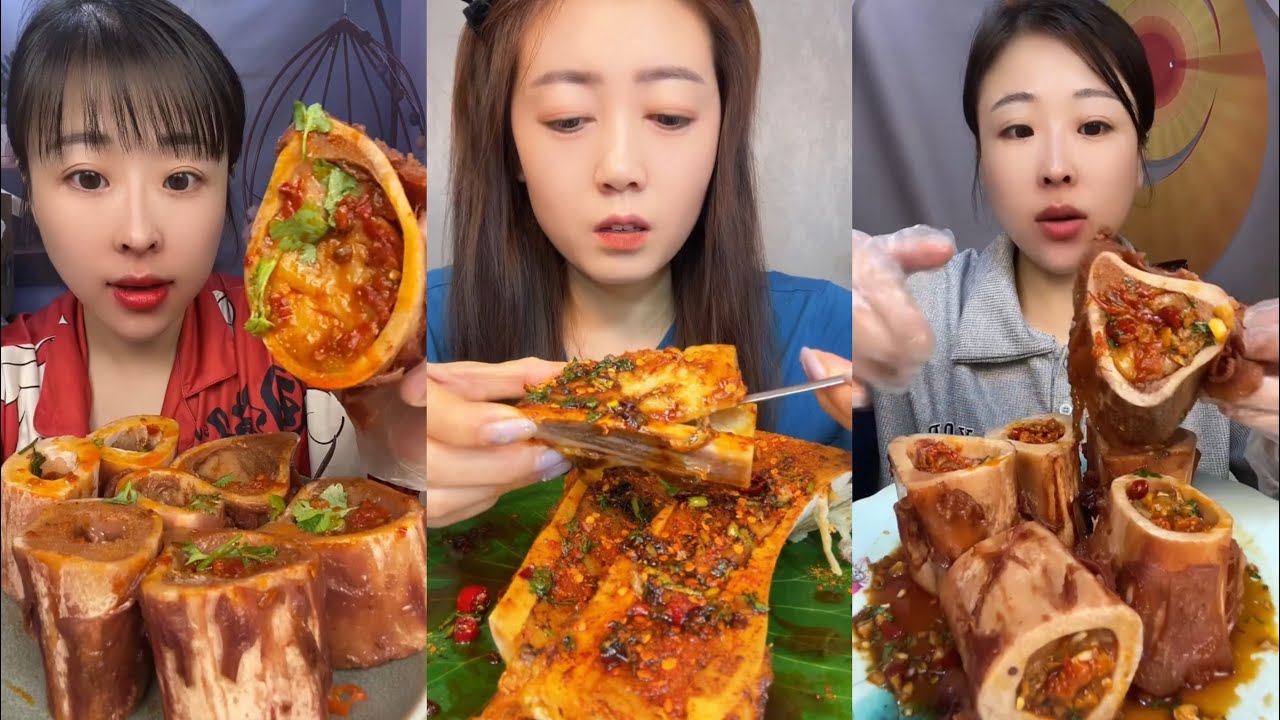 asmr mukbang spicy bone marrow - 牛骨髓 - 牛肉の骨髄 - 쇠고기 골수 - TỦY XƯƠNG BÒ - eatting show #766