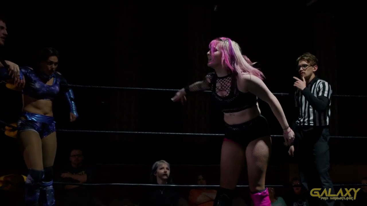 Galaxy Pro Wrestling | Feb 24 2022 | Petty in Pink vs Hunter Drake and Rylee Rockett