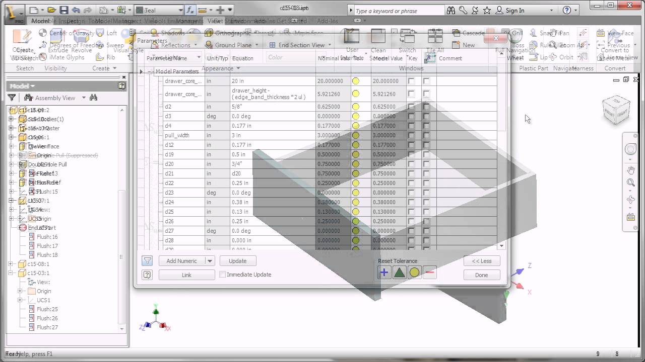 Editing Parameter values and creating relationships