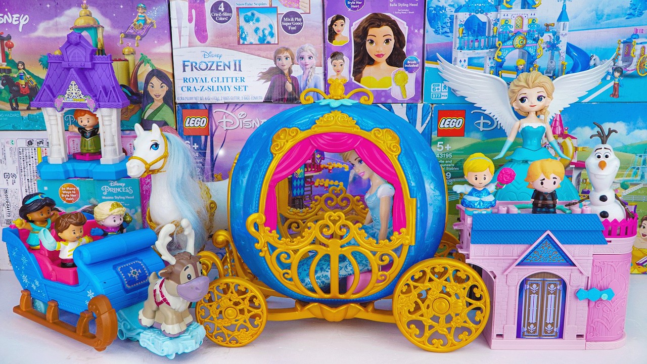 Disney Princess Toys Collection Unboxing | Disney Princess Elsa Frozen Castle Toys 🐚💜 | ASMR Toys