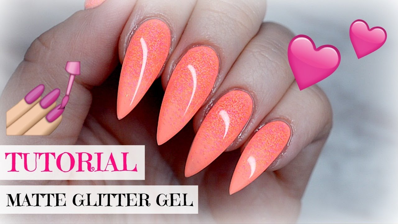 TUTORIAL | CORAL PEACH POINTY NAILS WITH MATTE GLITTER | LIGHT ELEGANCE PRODUCTS | GEL&Eacute;NAGLAR