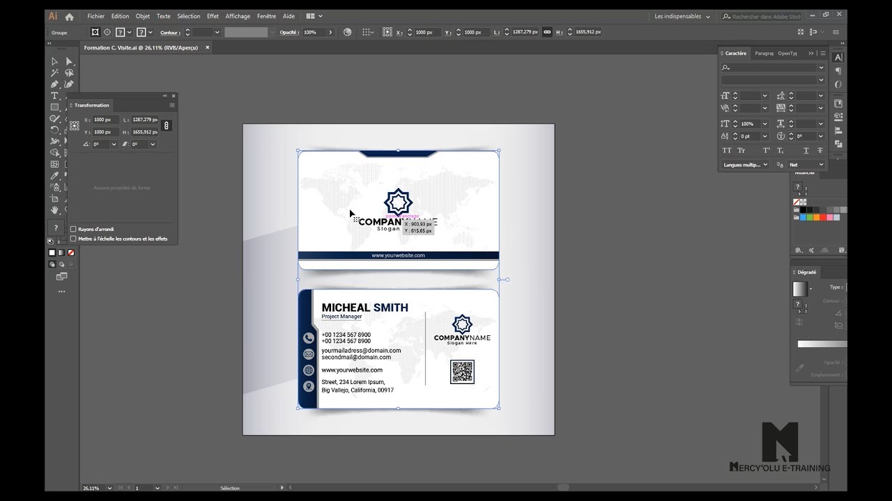 Création de Carte de visite professionnelle avec Adobe Illustrator