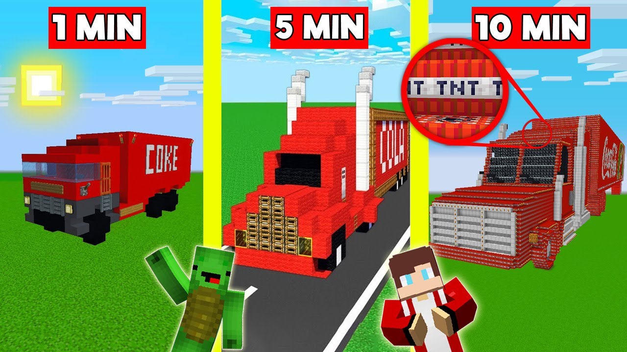 COCA-COLA TRUCK BUILD BATTLE IN Minecraft - NOOB VS PRO CHALLENGE - Maizen Mizen Mazien Parody