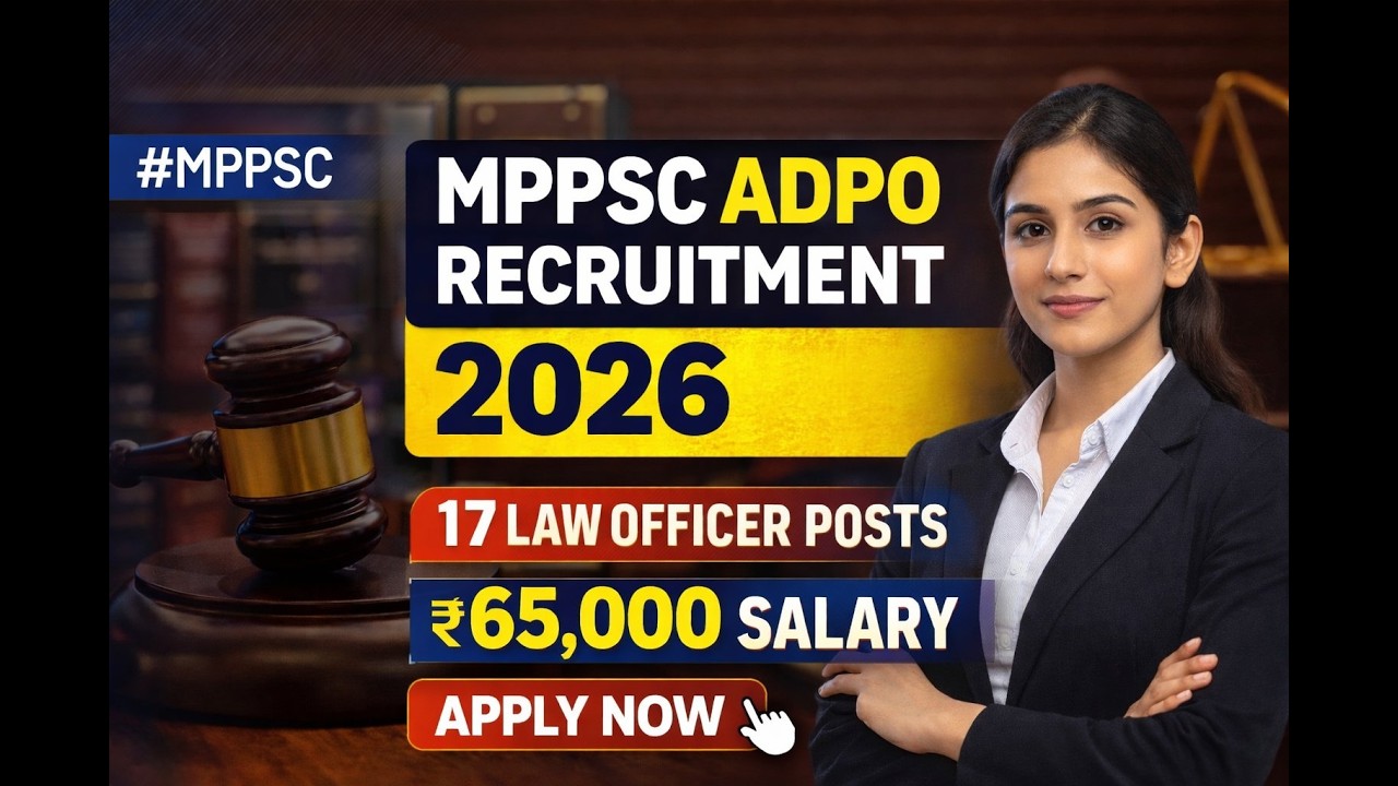 MPPSC ADPO Recruitment 2026 ⚖️ | 17 Law Officer Posts | Salary ₹65,000 | Apply Online