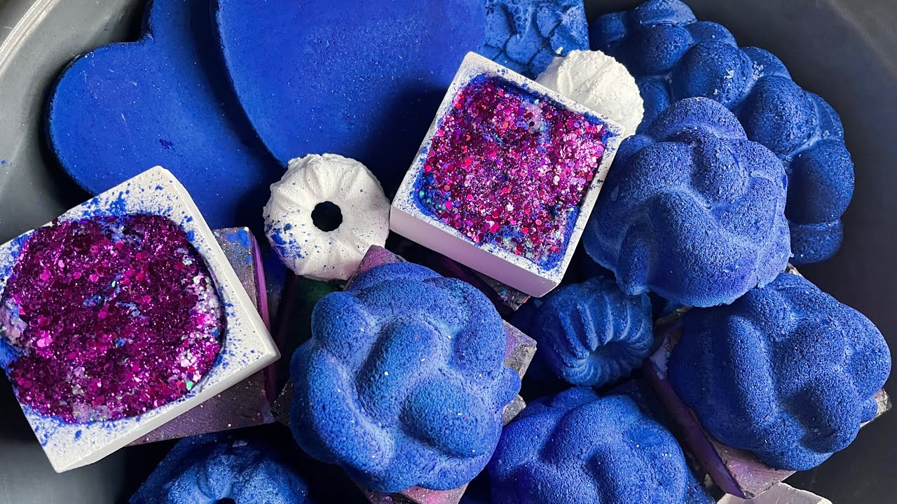 Crunchy dyed gym chalk w glitter bombs | ASMR