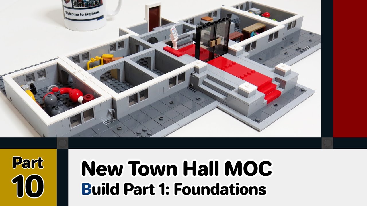 New Town Hall Modular MOC | Part 10 : Build Part 1 - Foundations and Semi-basement