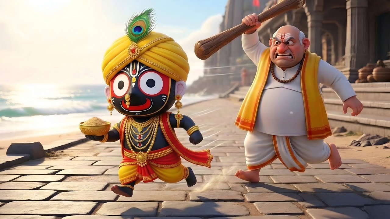 पुजारी जगन्नाथ जी के पीछे दौड़ा 😱 | Jagannath Ji AI Cartoon Katha