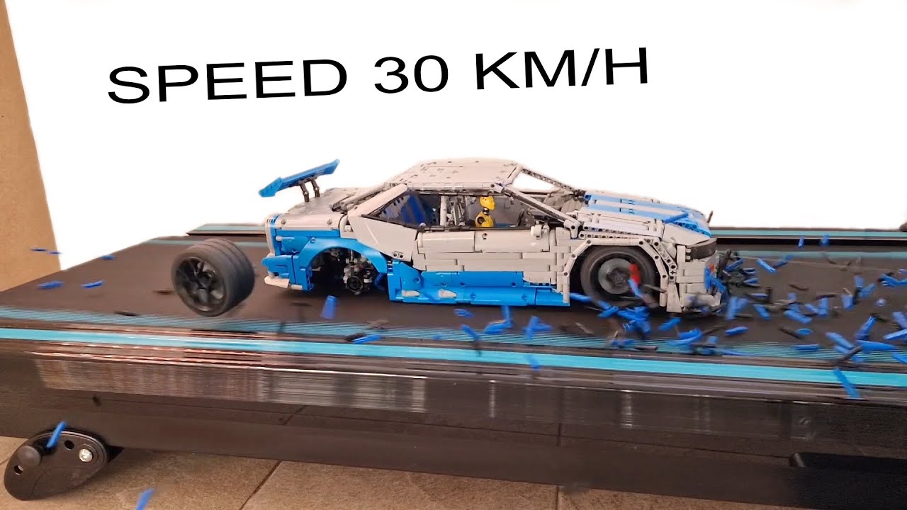 Lego Technic Nissan Skyline Fast and Furious VS Treadmill 🚨 Speed 30 Km/H 🚨 Car CRASH