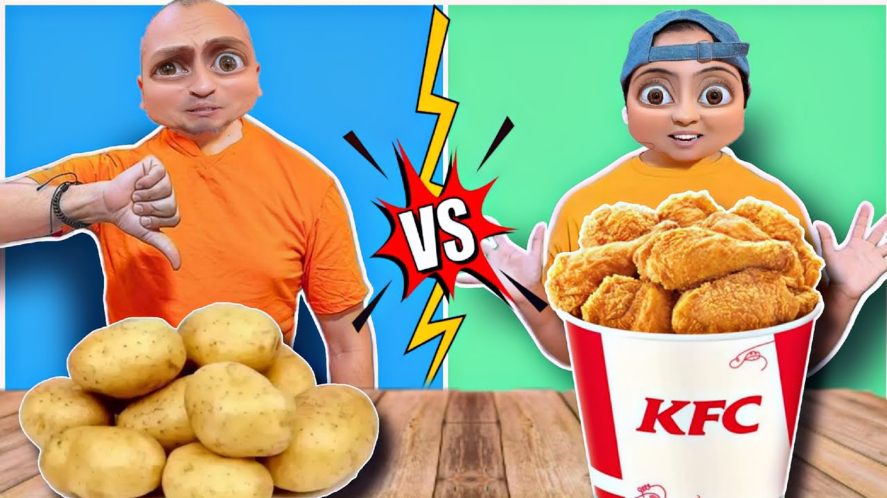 تحدي اكل بطاطس 🥔 لمدة يوم كامل ضد اكل دجاج 🍗🐓🐣 لمدة 24 ساعة ⏳ | البهريز