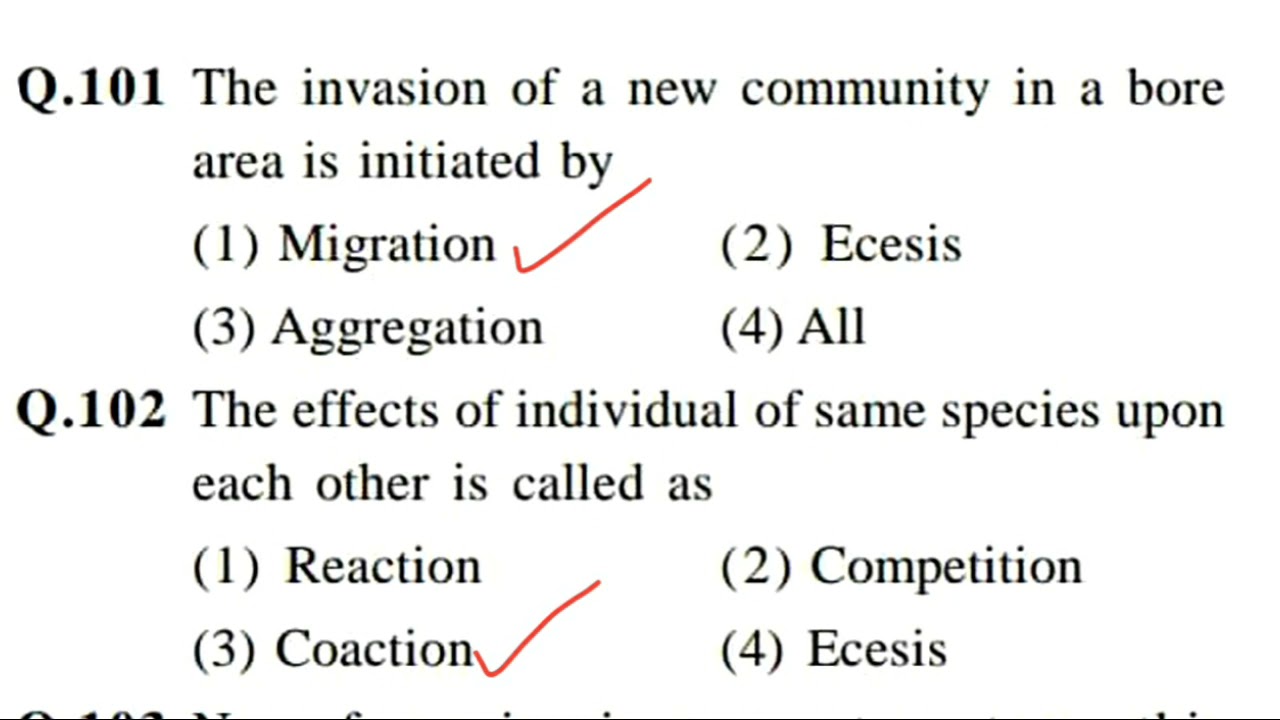 ecology mcq || plant succession || ecosystem mcq