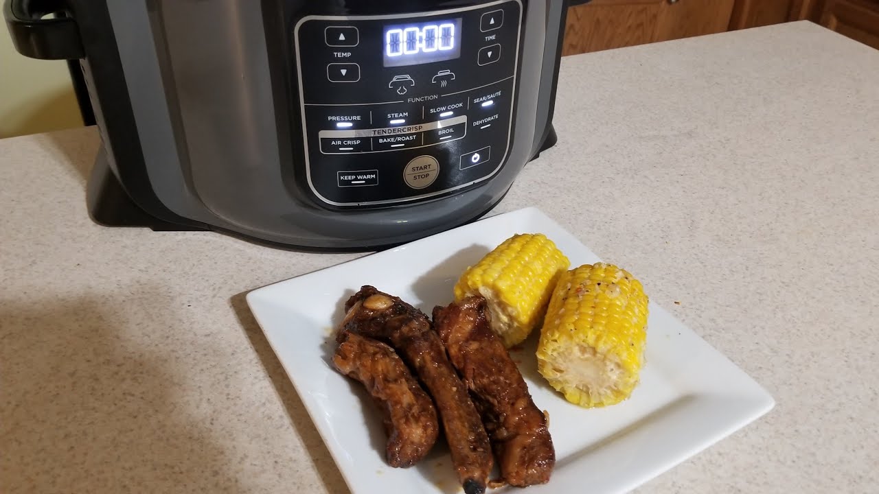 Ninja Foodi Slow Cooker BBQ Pork Ribs and Juicy Sweet Garlic Foil Corn