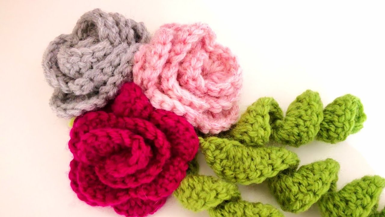 Çiçek Demeti Katmerli Gül Yapımı/Easy Crochet Flower