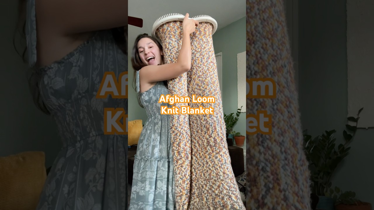 Afghan Loom Knit Blanket #loomknitting #afghanblanket #diycrafts #diycrafts #fiberart