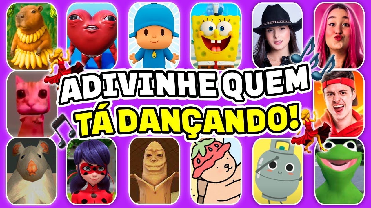 ADIVINHE QUEM TÁ DANÇANDO!💃🎵 Pocoyo, Ay Mi Gatito Miau Miau, Bob Esponja, Ana Castela, Não Choraxx