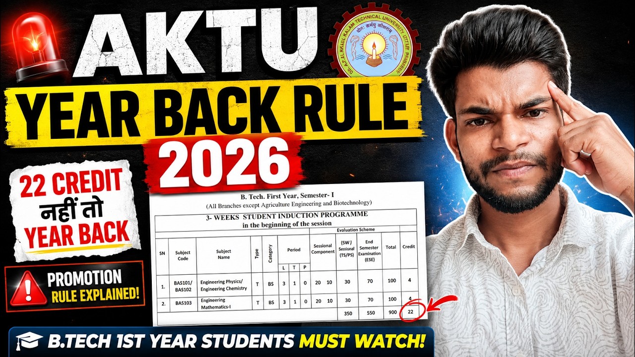 🚨 AKTU YEAR BACK RULE 2026 | 22 Credits Ka Sach Kya Hai? | B.Tech Students Must Watch!