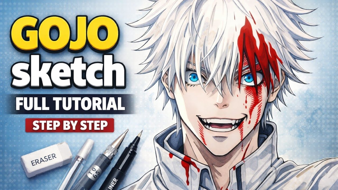 How to Draw Gojo Satoru Step by Step 🔥 | Gojo Sketch Full Tutorial (4K ultra HD)