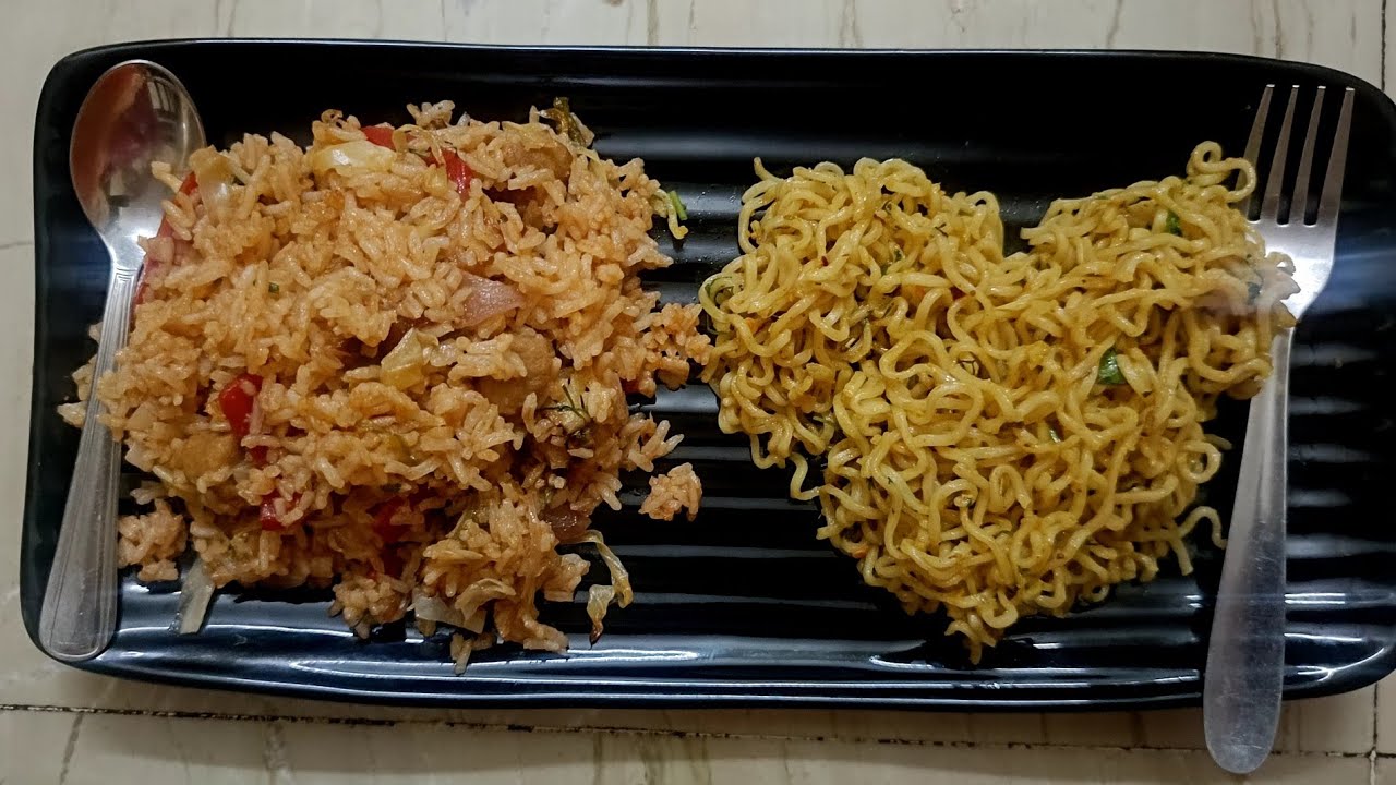 Chinese fried rice and corean noodles/cooking with Preeti