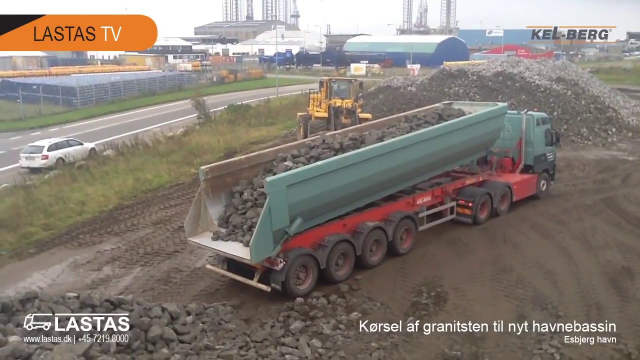 Kørsel af granitsten til nyt havnebassin - Esbjerg havn 2017