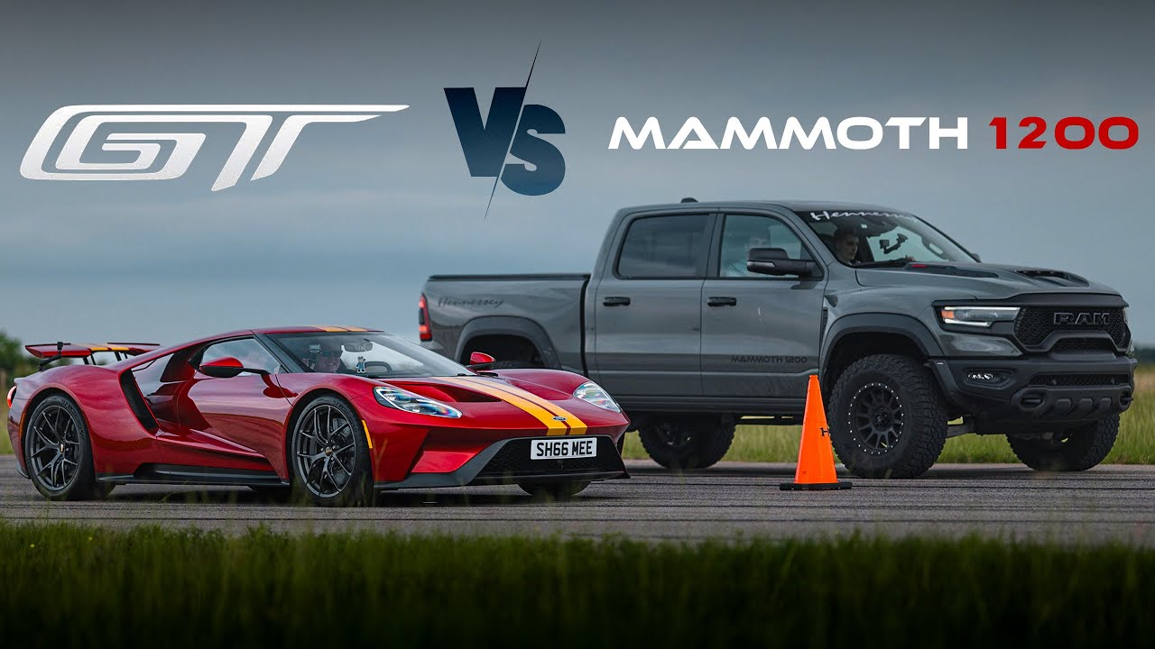 Shmee150 соревнуется на своём Ford GT с нашим MAMMOTH 1200 RAM TRX мощностью 1200 л.с.