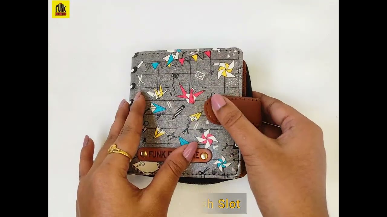 Funk For Hire Bi-fold Origami Printed Leatherette Grey Wallet