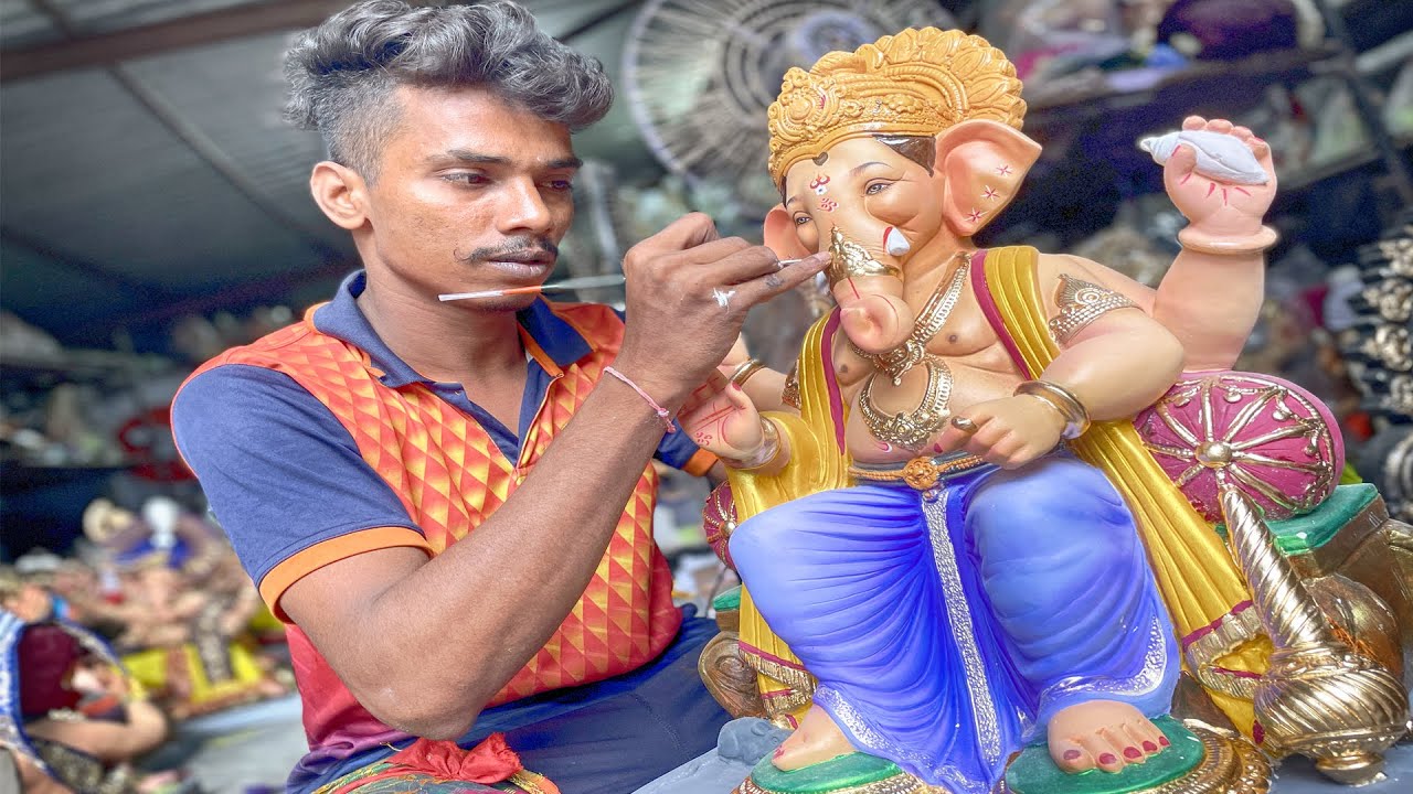 MAKING OF GANESHA | Ganesh Murti Painting 2021 | Ganpati Idol Making | Mumbai Ganpati Workshop 2021