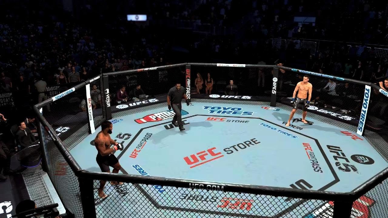 EA SPORTS UFC 5 Woodley war Till ridiculous spinning elbow taunt karma KO