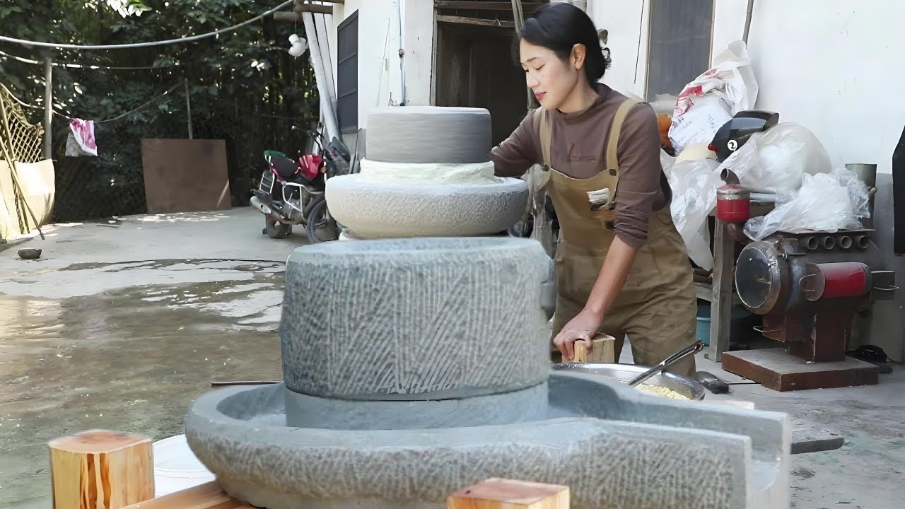 💡天才女孩做手工石磨！花费半个月时间学习非遗技术，果然没让老人家失望!Genius girl challenges to make a millstone with stones!