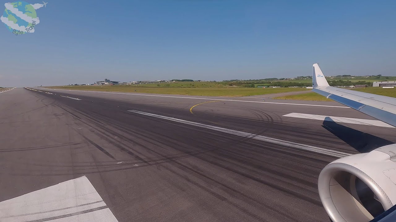 KLM Embraer 175 Summer Landing at Cork Ireland from Amsterdam Schiphol