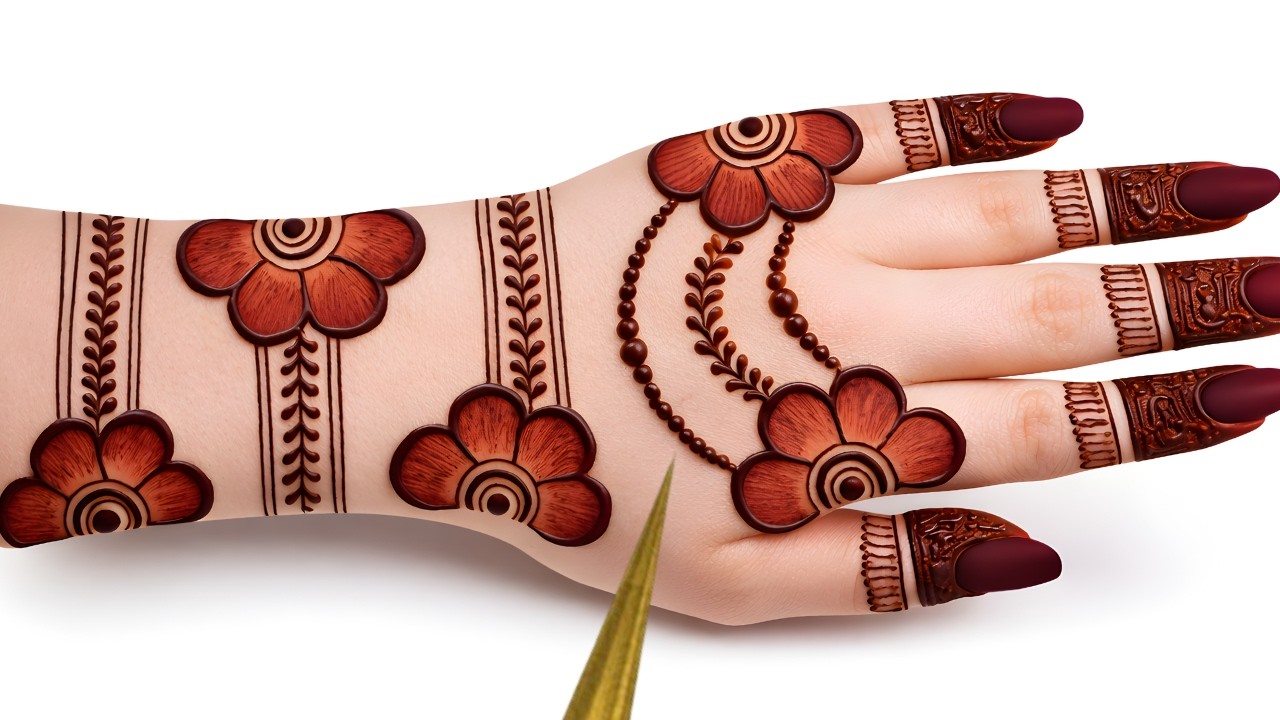 Easy Beautiful Simple Trending Mehandi Design Back Hand / Trick Mehandi Design / Mehandi ki Design