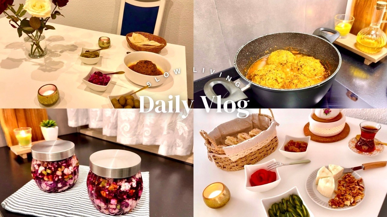 Relaxing Cozy Day at Home 🏡☕🍳 Slow Living Vlog | Breakfast, Homemade Pickles 🥦 & Meatballs 🍲