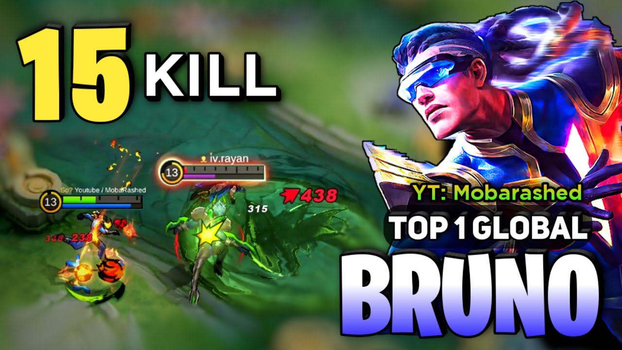 Bruno King Goldlane Gameplay [ Bruno Best Build Top 1 Global ] By YT: Mobarashed - Mobile Legends