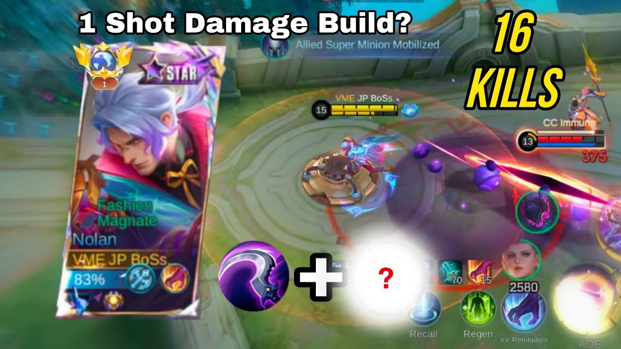 16 kills!! Nolan 1 Shot Damage Build🔥🔥| Previous Season Global 7 Nolan