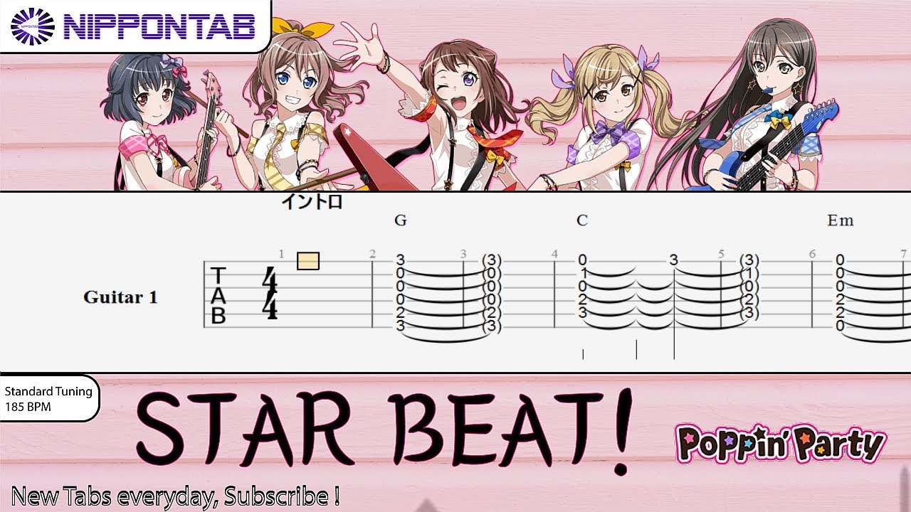 【Guitar TAB】〚Poppin'party〛STAR BEAT! ～ホシノコドウ～ バンドリ！ / ~Hoshi no Kodou~ BanG Dream! ギター tab譜
