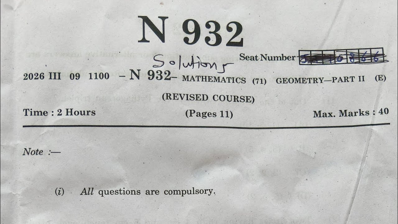 SSC Maths 2  Board 2026  Paper Solutions class 10th Maharashtra board 