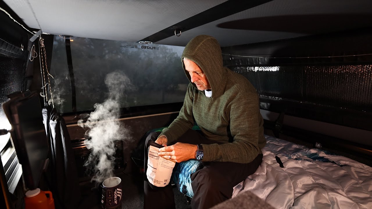 Truck camping with DIY air conditioner.  2 nights off grid with a drastic change of weather!