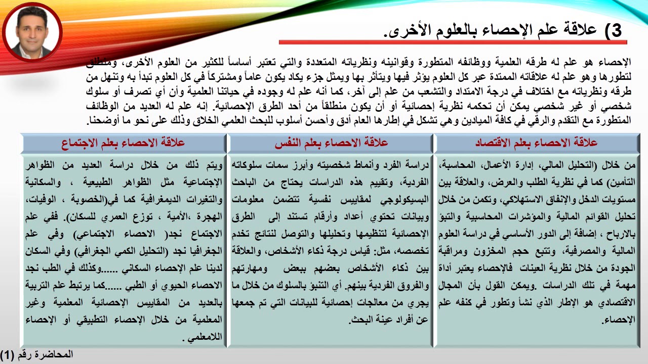 الاحصاء الوصفي المحاضرة 1