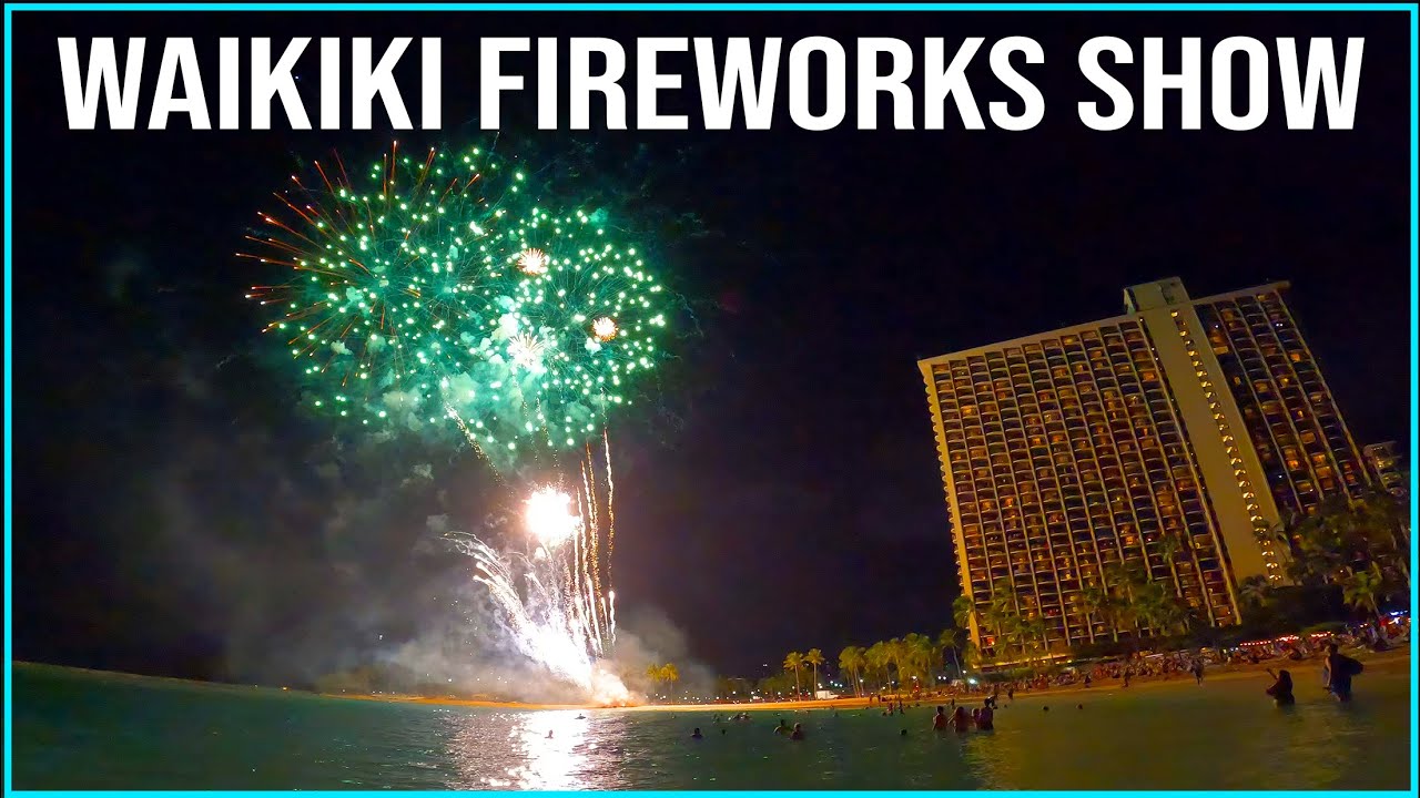Waikiki Fireworks Show 🌈 Waikiki Beach Sunset ⛱️ Hawaiian Village ✨ Hawaii Admission Day 2022