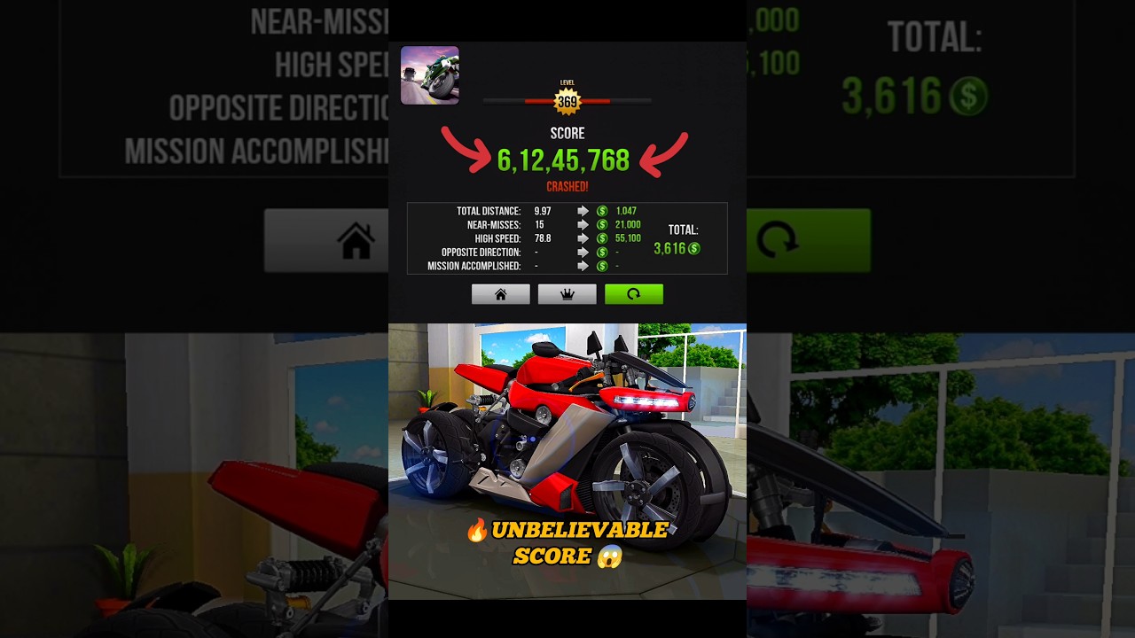 🔥 Unbelievable Bike Score 😱 | Traffic Rider Master Level #shortsvideo #trafficrider